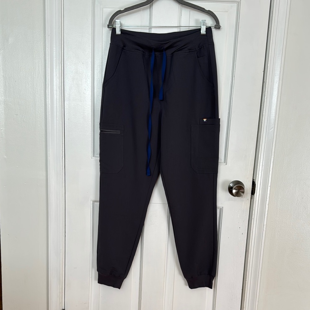 Figs Gray Jogger Track Pants with Elastic Cuffs